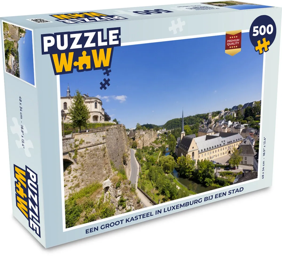 PuzzleWow Legpuzzel 500 Stuks - Een groot kasteel in Luxemburg - Multicolor