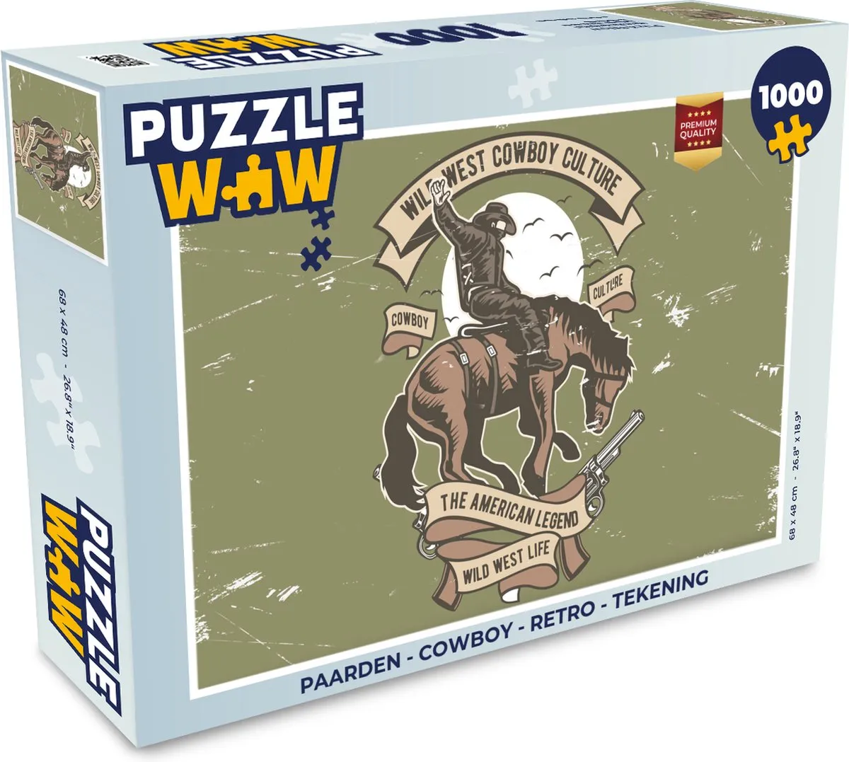 PuzzleWow Paarden Cowboy Retro Legpuzzel 1000 Stuks - Multicolor