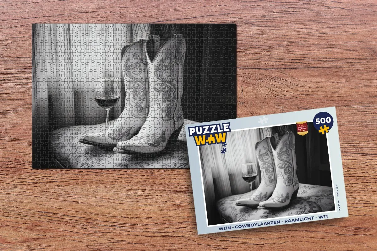 PuzzleWow Cowboylaarzen Wijn Legpuzzel 500 Stuks - MPN 8721375320310