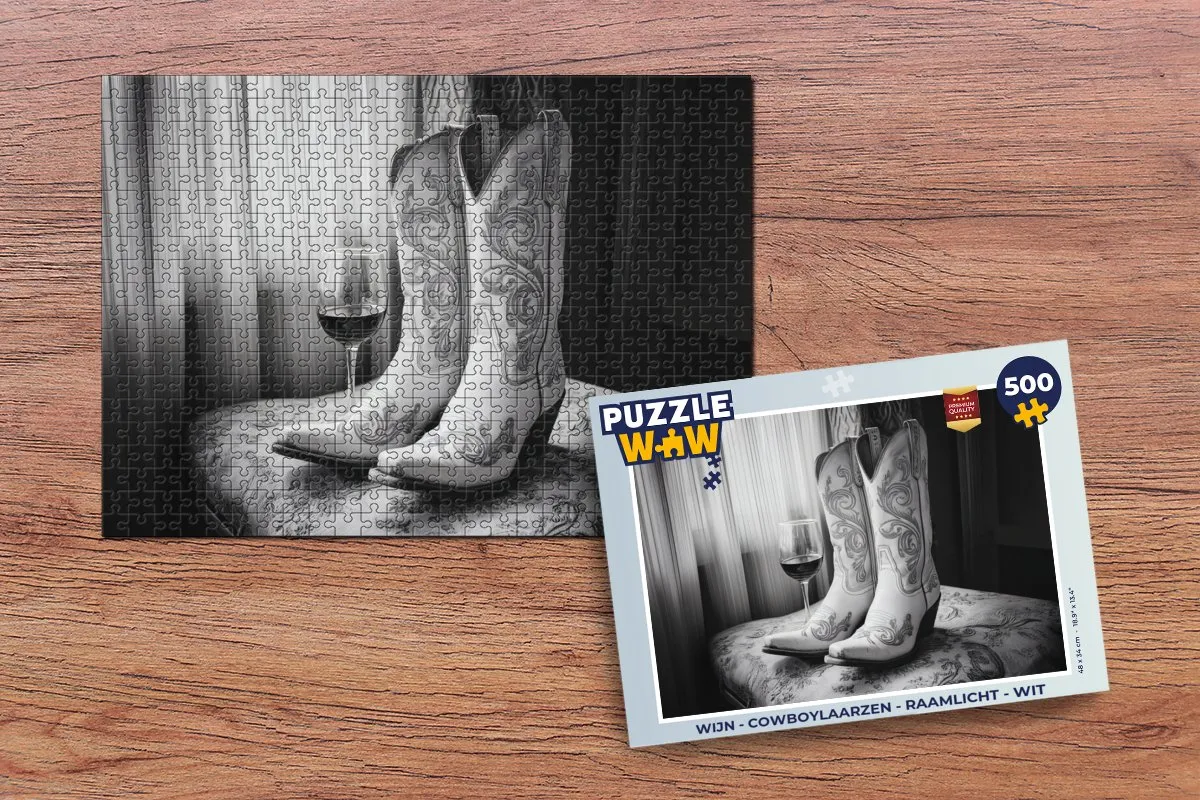 PuzzleWow Cowboylaarzen Wijn Legpuzzel 500 Stuks - MPN 8721375320310