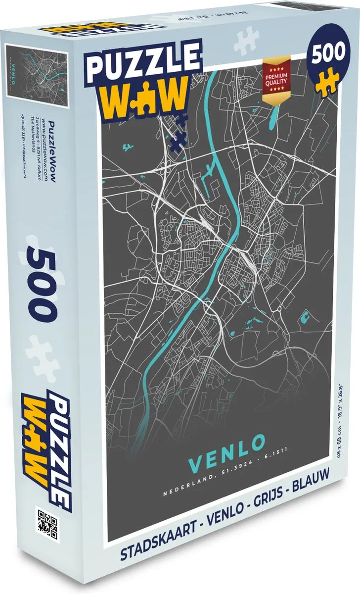 PuzzleWow Stadskaart Venlo Legpuzzel 500 Stuks - Multicolor