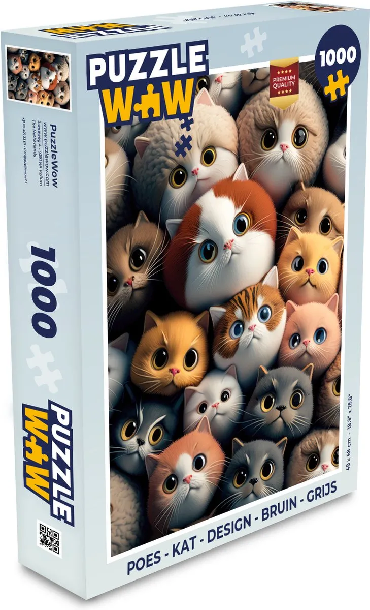 PuzzleWow Poes Design Legpuzzel 1000 Stuks - Multicolor