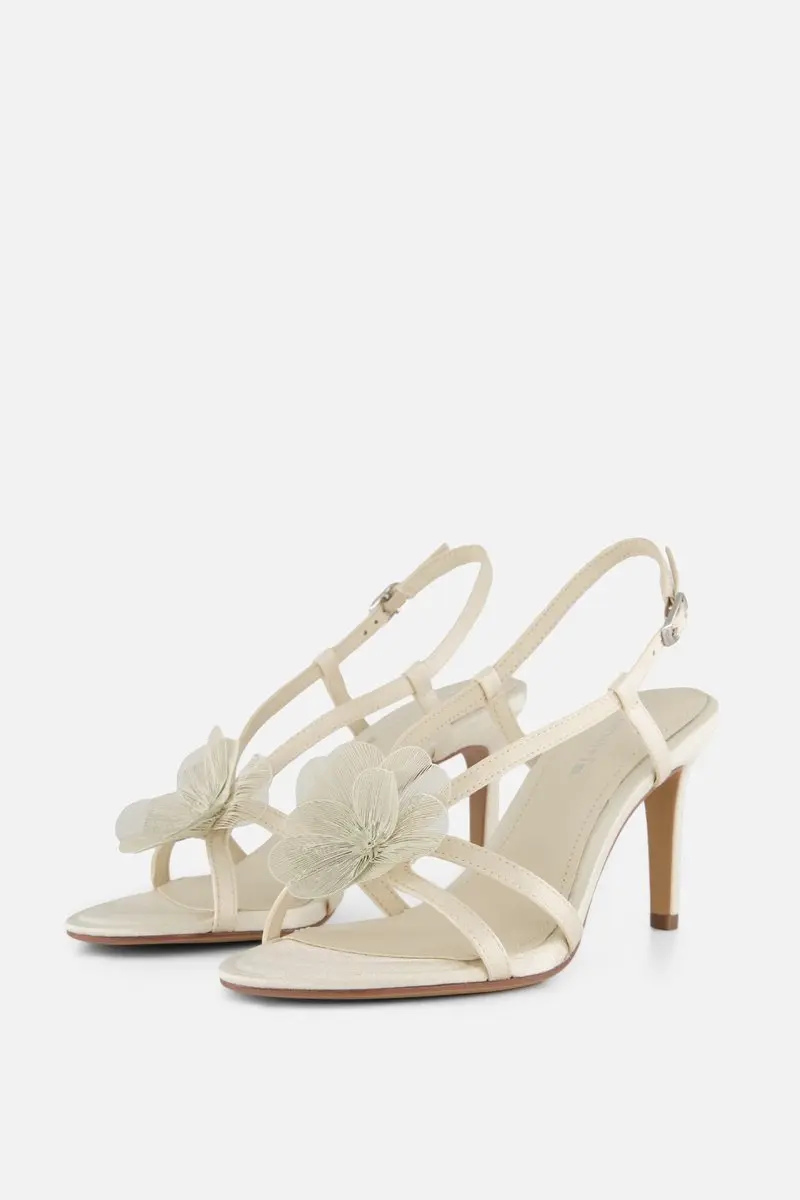 Tamaris Sandalen Met Hak wit Textiel