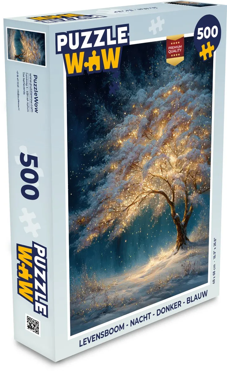 PuzzleWow Levensboom Nacht Puzzel 1000 Stuks - Blauw