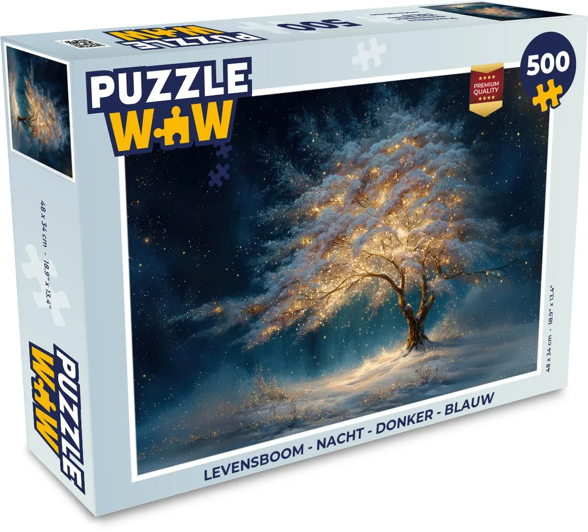 PuzzleWow Levensboom Nacht Puzzel 1000 Stuks - Blauw