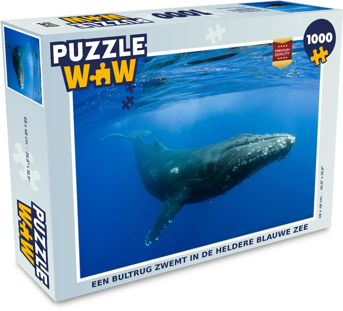 PuzzleWow Legpuzzel Bultrug in Blauwe Zee 1000 Stuks - Multicolor