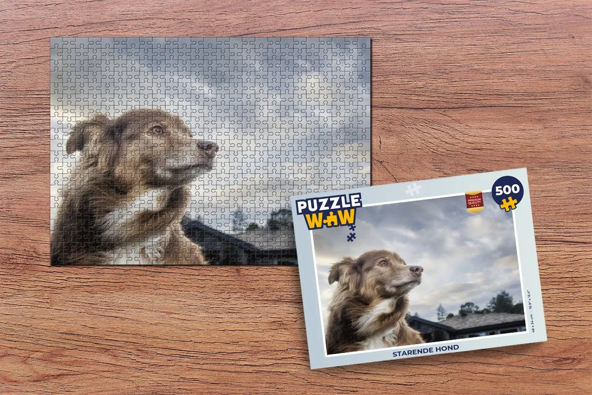 PuzzleWow Puzzel Starende Hond Legpuzzel 500 Stuks - Multicolor
