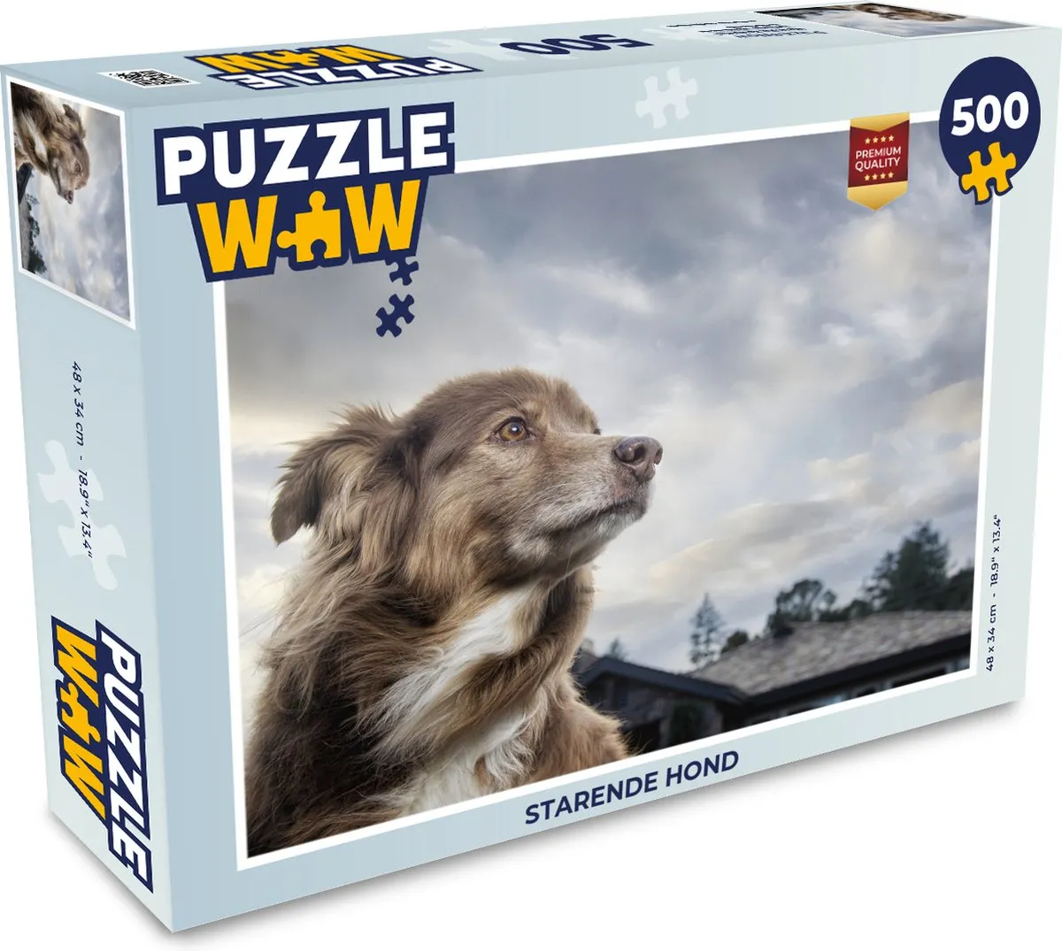 PuzzleWow Puzzel Starende Hond Legpuzzel 500 Stuks - Multicolor