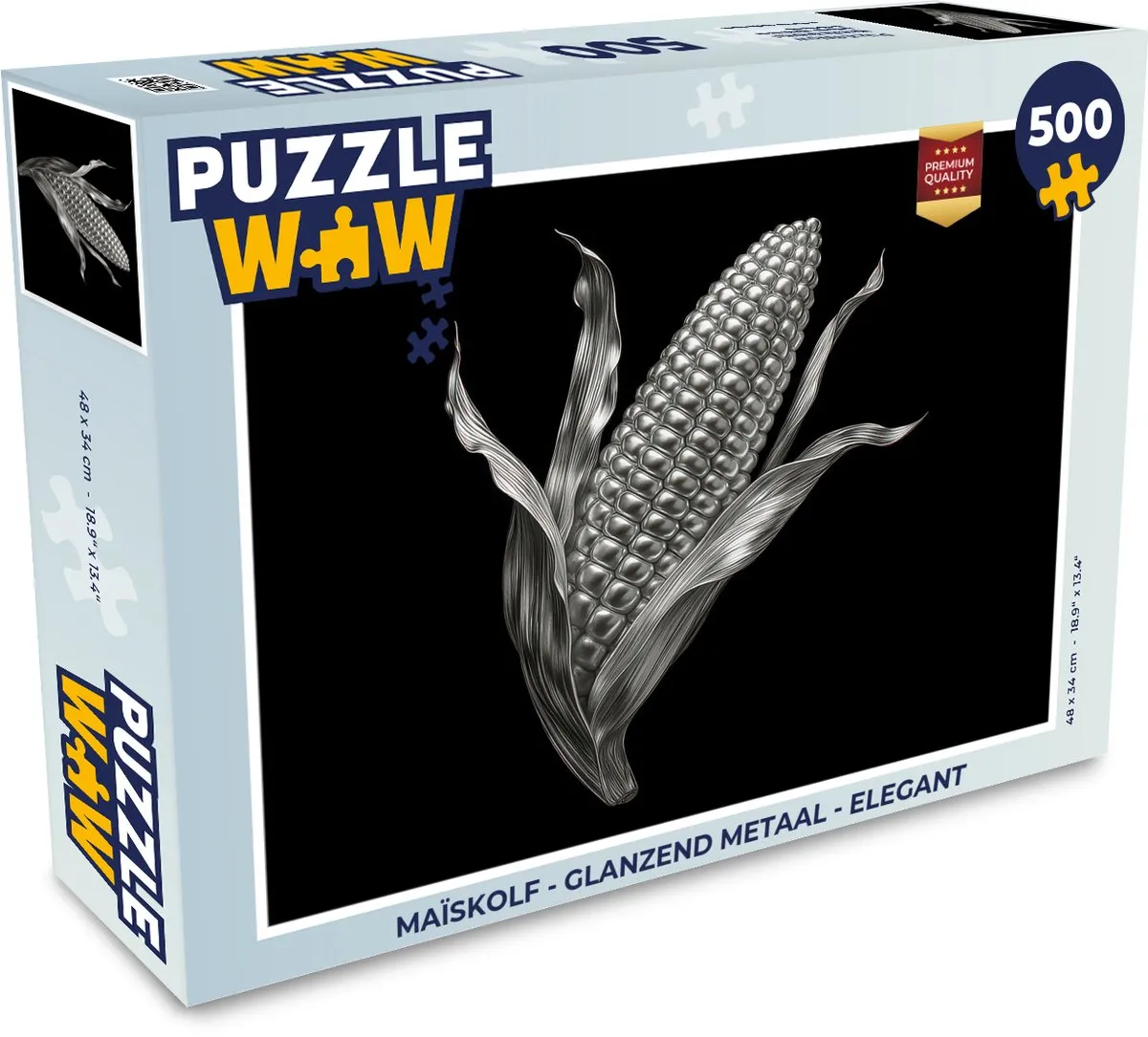 PuzzleWow Maïskolf Legpuzzel 500 Stuks - Glanzend Metaal