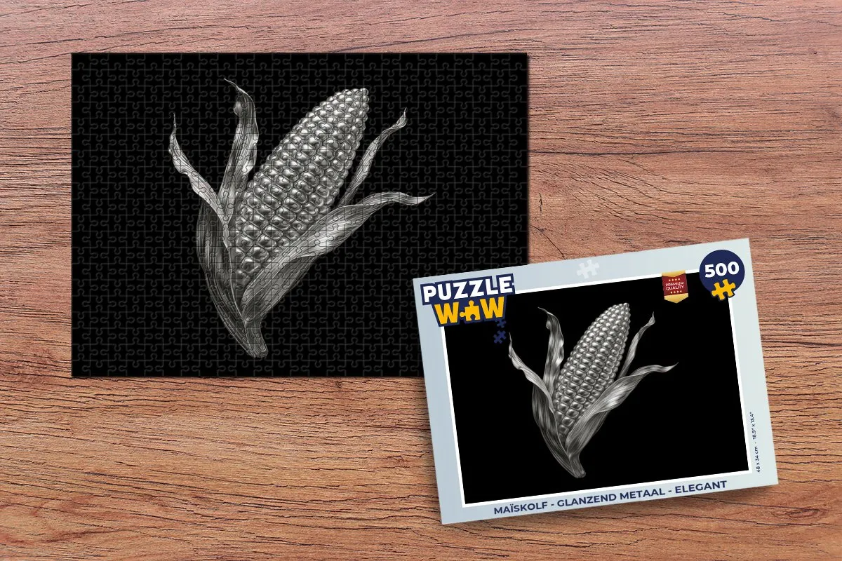PuzzleWow Maïskolf Legpuzzel 500 Stuks - Glanzend Metaal