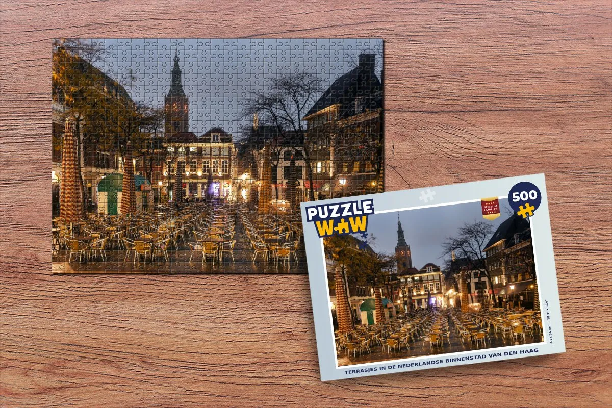 PuzzleWow Legpuzzel Den Haag Café met terras 500 Stuk - Multicolor