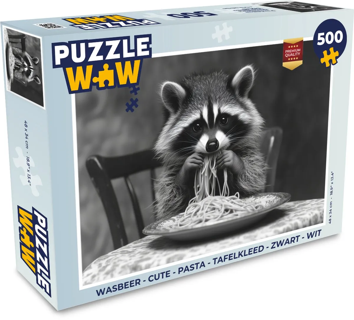 PuzzleWow Wasbeer Legpuzzel 500 Stuks - Zwart/Wit