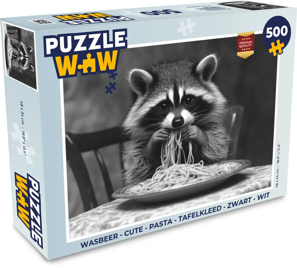 PuzzleWow Wasbeer Legpuzzel 500 Stuks - Zwart/Wit