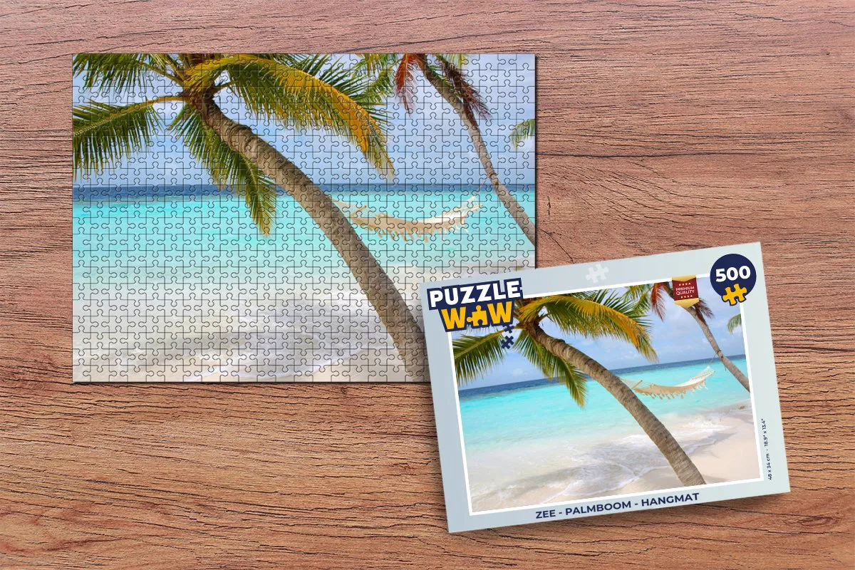PuzzleWow Zee Palmboom Hangmat Legpuzzel 500 Stuks - Multicolor