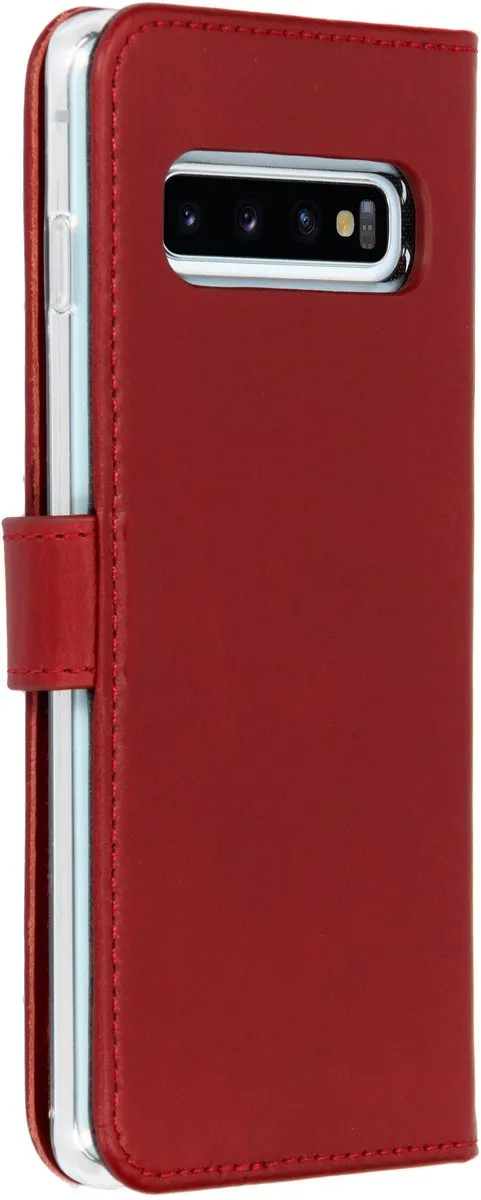 Selencia Hoesje Samsung Galaxy S10 - Rood Leder - 3 Pasjes
