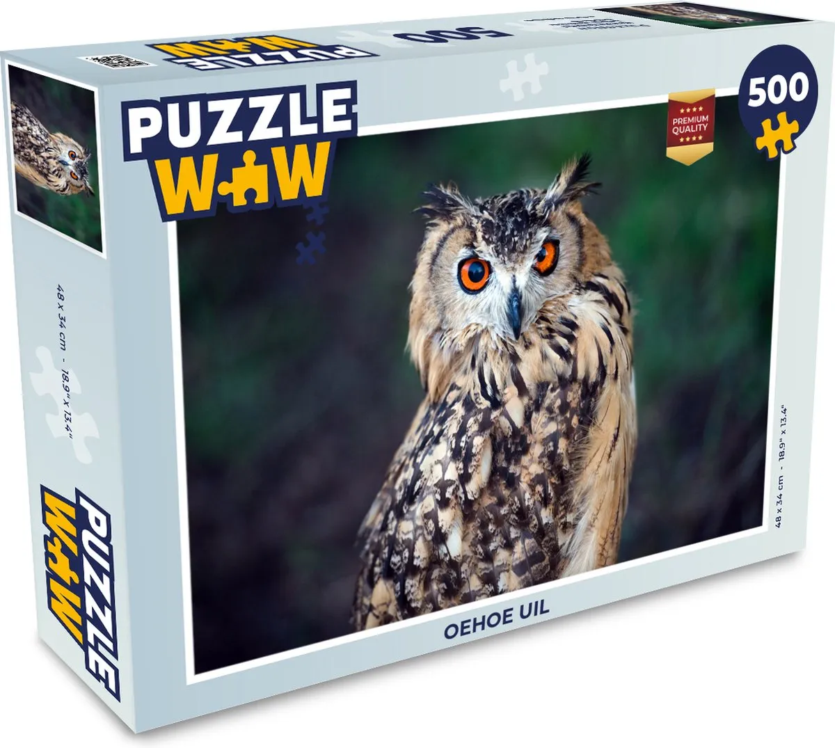 PuzzleWow Oehoe Uil Legpuzzel 500 Stuks - Multicolor