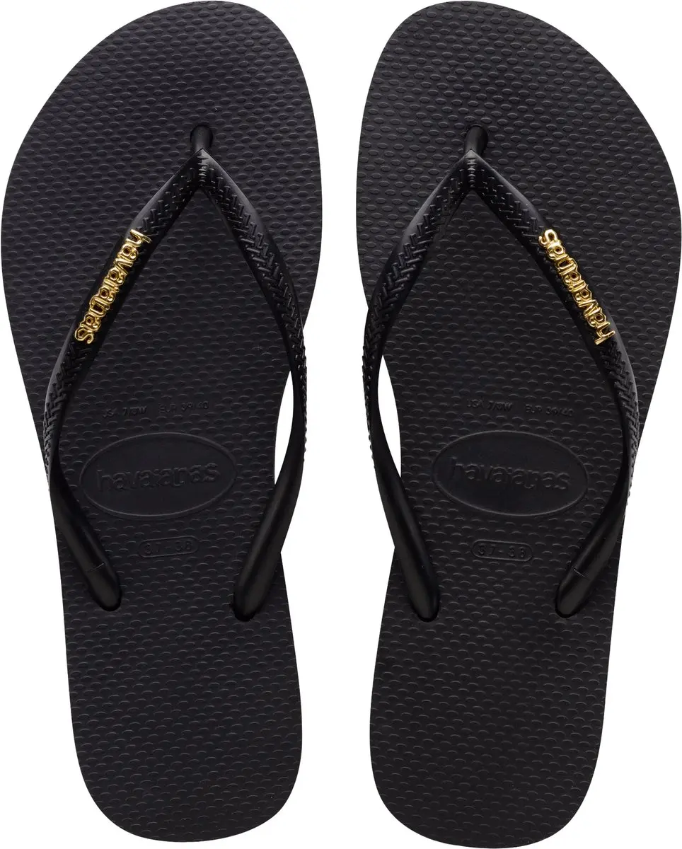 Havaianas Teenslipper Slim Logo Metallic - Zwart/Goud - afbeelding 4 van 6