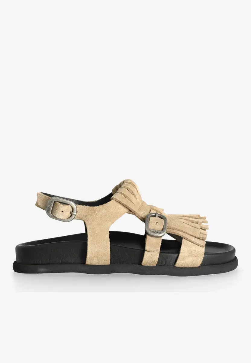 Shabbies Amsterdam Inga Fringes Sandaal - Suéde Taupe 37 - afbeelding 2 van 6