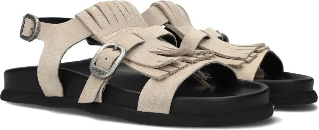 Shabbies Amsterdam Inga Fringes Sandaal - Suéde Taupe 37 - afbeelding 4 van 6