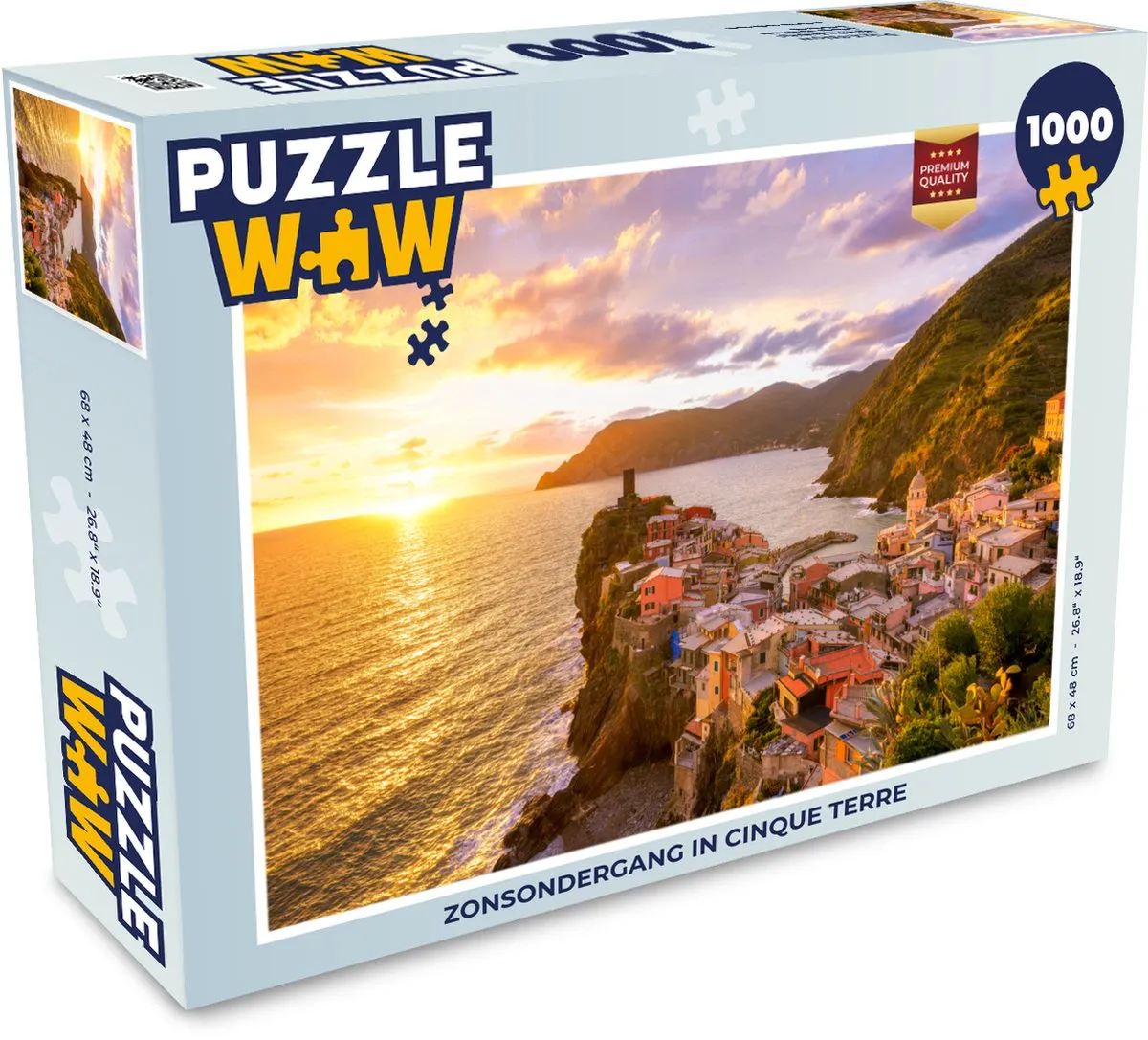 PuzzleWow Zonsondergang in Cinque Terre Legpuzzel 1000 Stuks - Multicolor