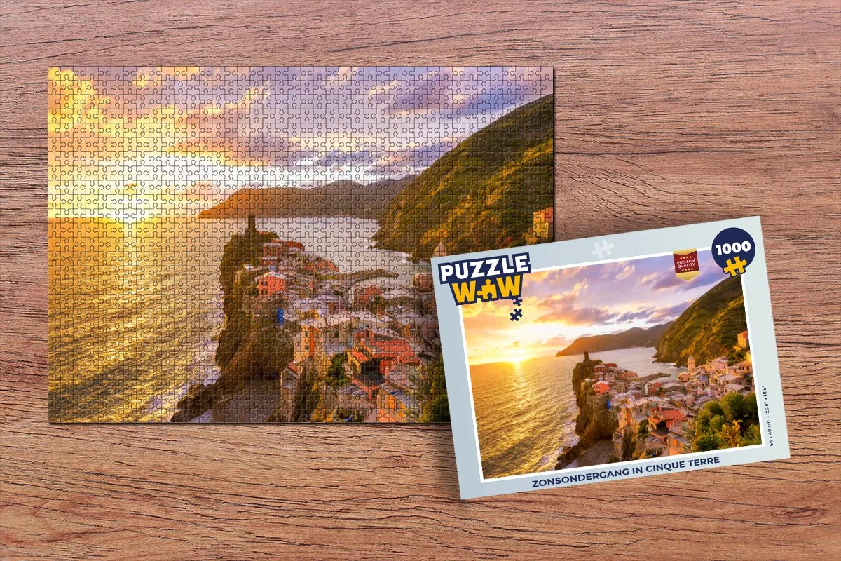 PuzzleWow Zonsondergang in Cinque Terre Legpuzzel 1000 Stuks - Multicolor