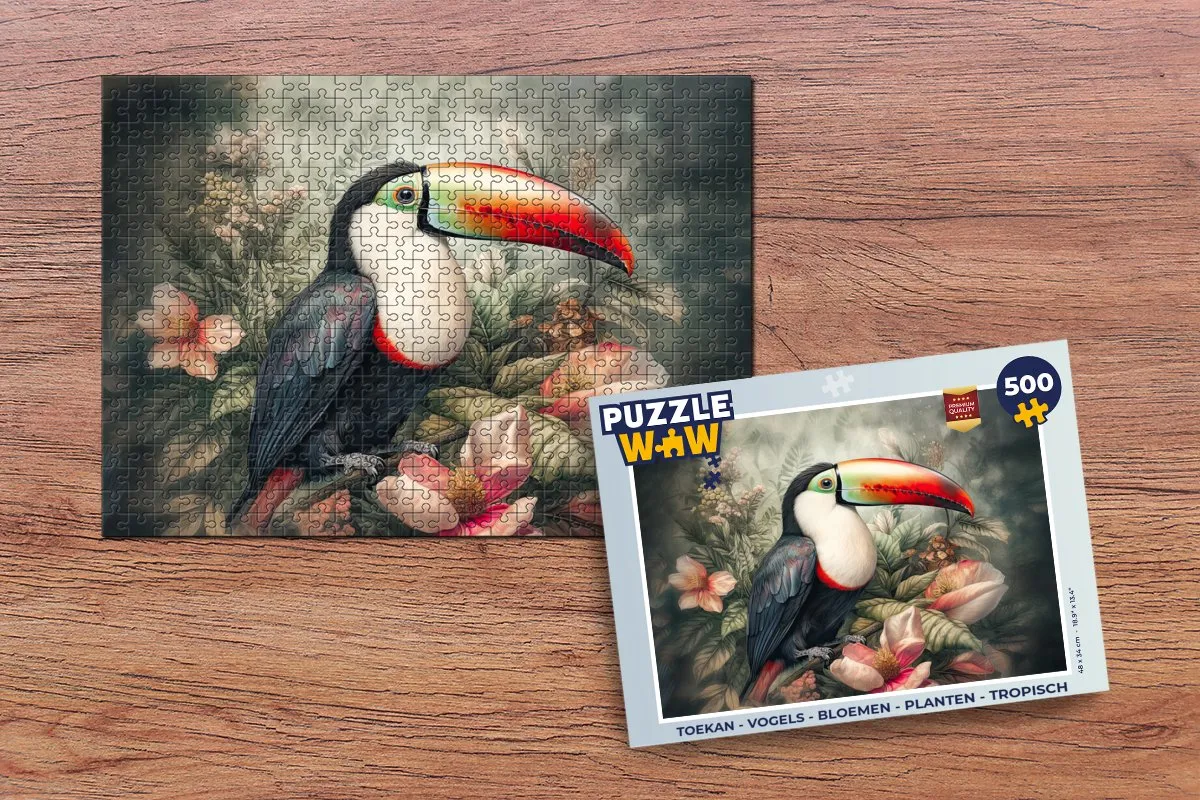PuzzleWow Vogels Bloemen Planten Legpuzzel 500 Stuks - Multicolor