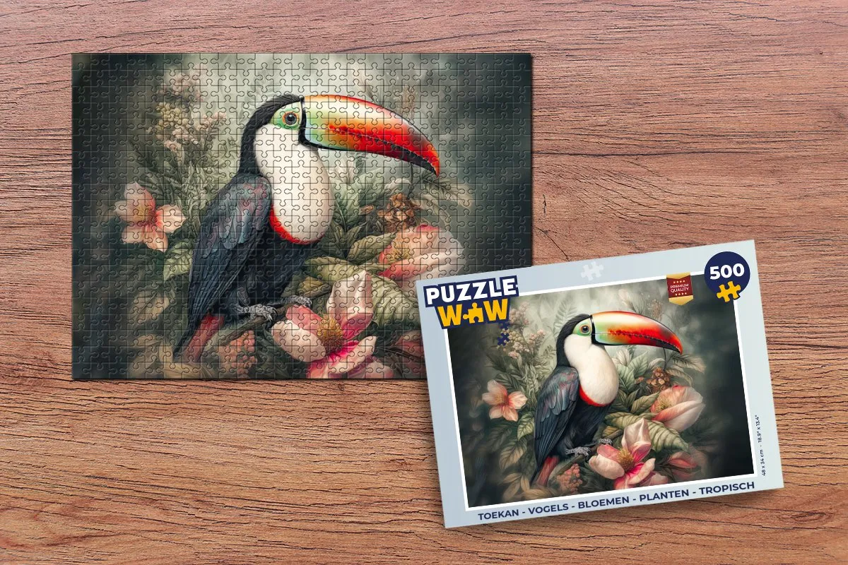PuzzleWow Vogels Bloemen Planten Legpuzzel 500 Stuks - Multicolor