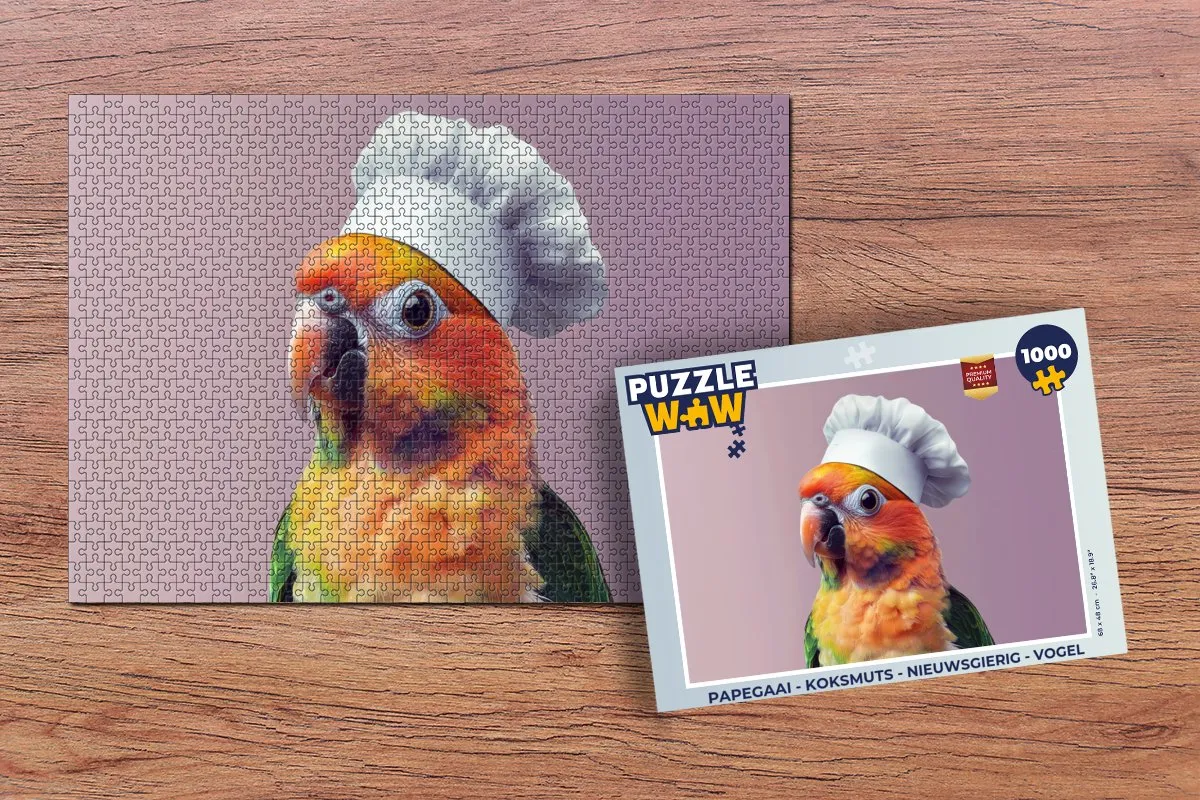 PuzzleWow Papegaai Koksmuts Legpuzzel 1000 Stuks - Roze