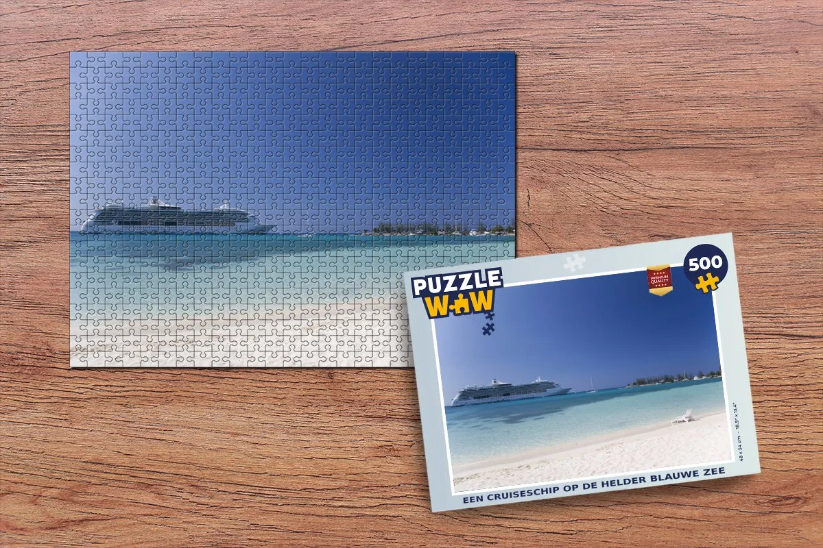 PuzzleWow Legpuzzel 500 Stuks - Cruiseschip op zee - Multicolor