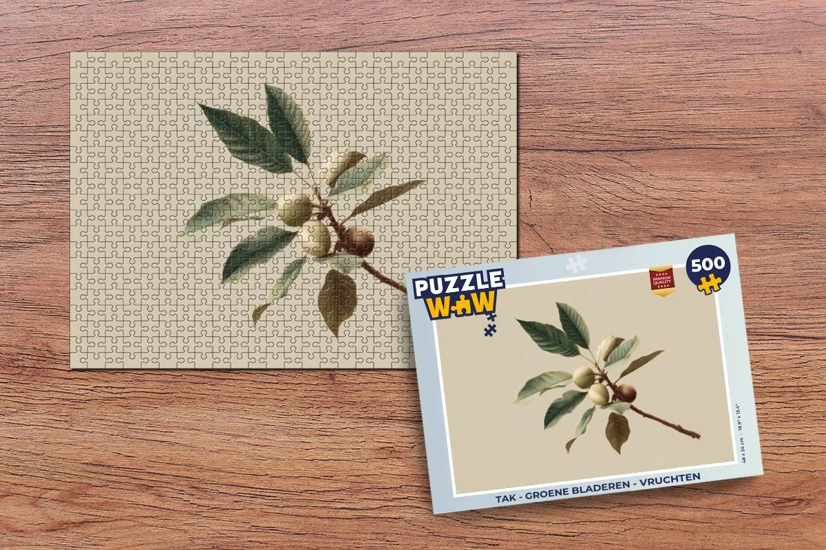 PuzzleWow Legpuzzel Tak Groene Bladeren Vruchten 500 Stuks