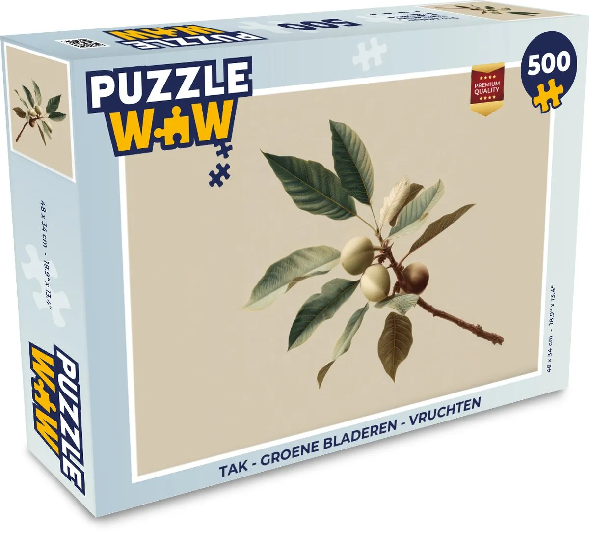 PuzzleWow Legpuzzel Tak Groene Bladeren Vruchten 500 Stuks