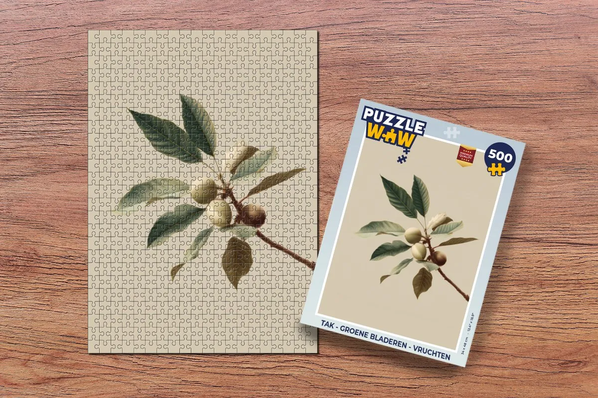 PuzzleWow Legpuzzel Tak Groene Bladeren Vruchten 500 Stuks