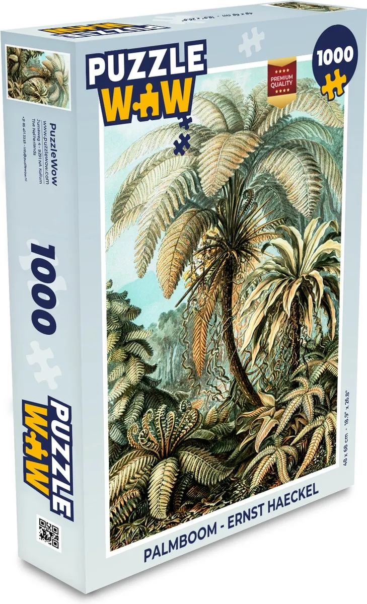 PuzzleWow Palmboom Ernst Haeckel Legpuzzel 1000 Stuks - Multicolor
