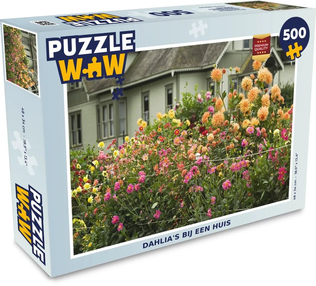 PuzzleWow Dahlia's bij een huis Legpuzzel 500 Stuks