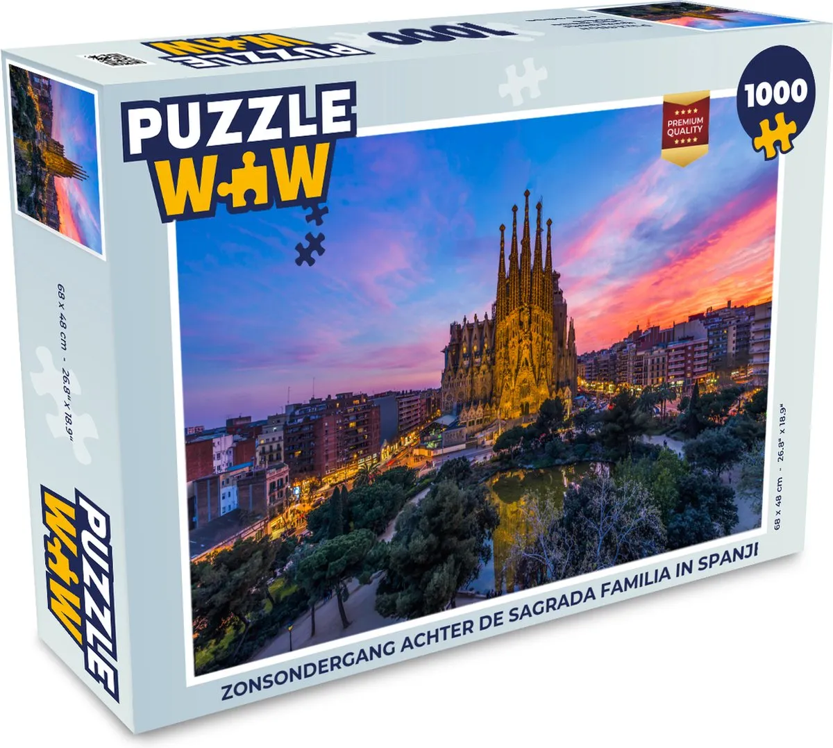PuzzleWow Legpuzzel Zonsondergang Sagrada Familia 1000 Stuks - Multicolor