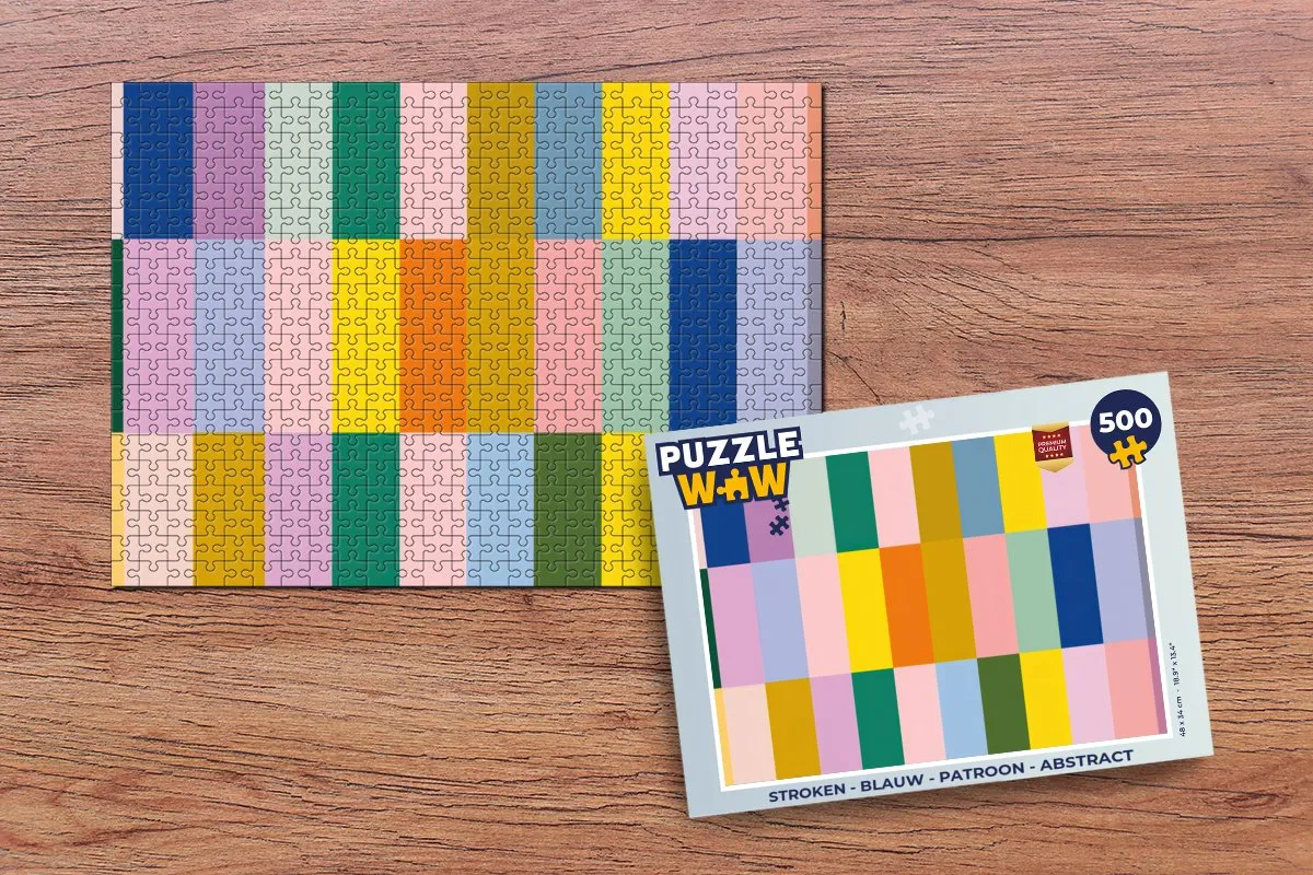 PuzzleWow Stroken Abstract Legpuzzel 500 Stuks - Blauw