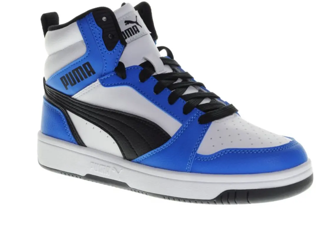 PUMA Rebound V6 Mid Jr Sneakers - Witte/Zwarte/Blaue - afbeelding 2 van 6