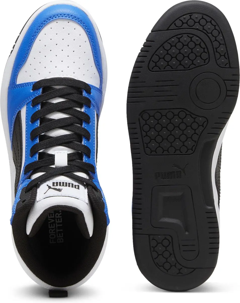 PUMA Rebound V6 Mid Jr Sneakers - Witte/Zwarte/Blaue - afbeelding 6 van 6
