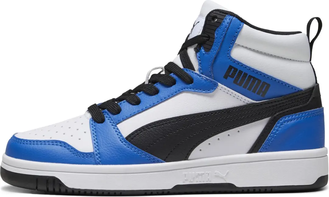 PUMA Rebound V6 Mid Jr Sneakers - Witte/Zwarte/Blaue - afbeelding 5 van 6