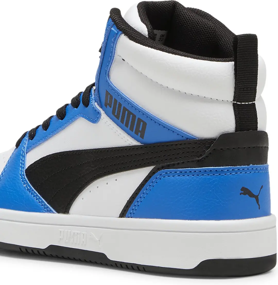 PUMA Rebound V6 Mid Jr Sneakers - Witte/Zwarte/Blaue - afbeelding 4 van 6