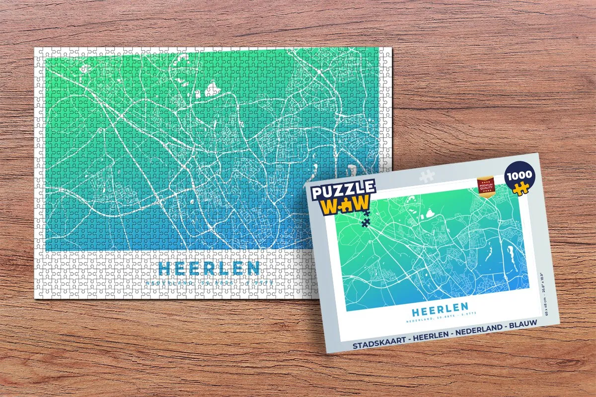 PuzzleWow Stadskaart Heerlen Legpuzzel 1000 Stuks - Multicolor