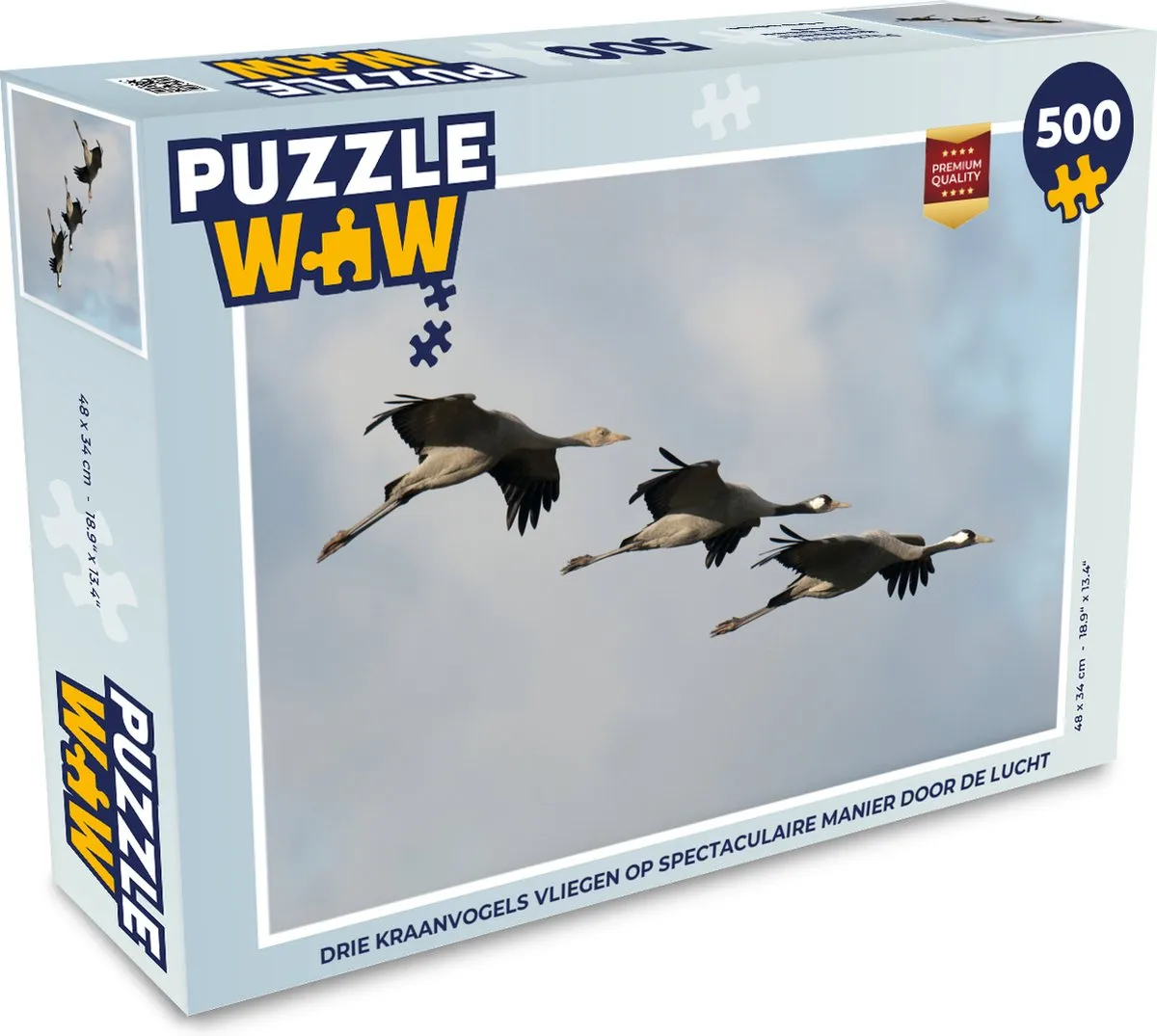 PuzzleWow Legpuzzel Drie Kraanvogels 500 Stuks - Multicolor