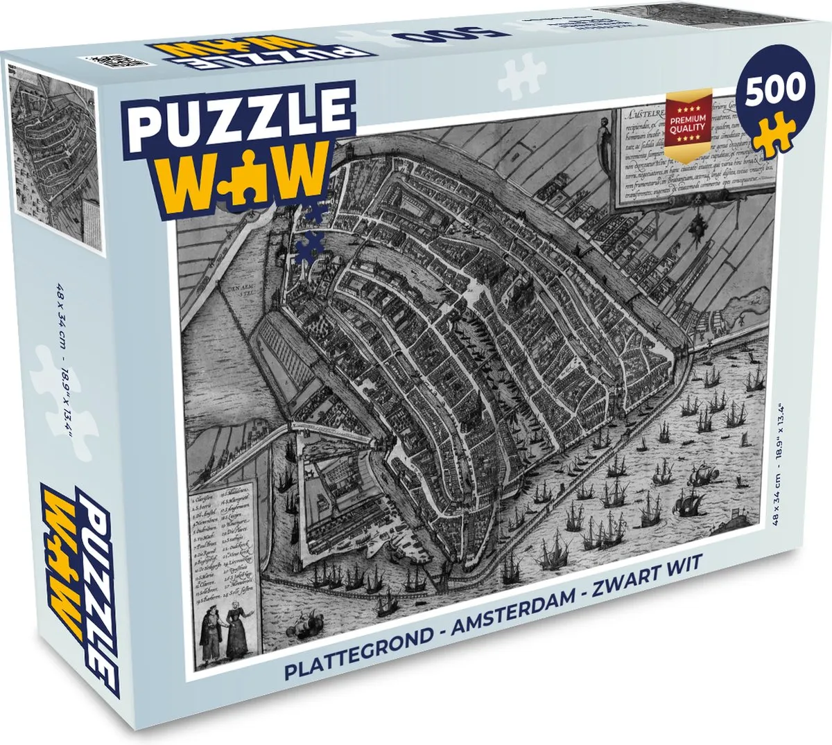 PuzzleWow Amsterdam Legpuzzel 500 Stuks - Multicolor
