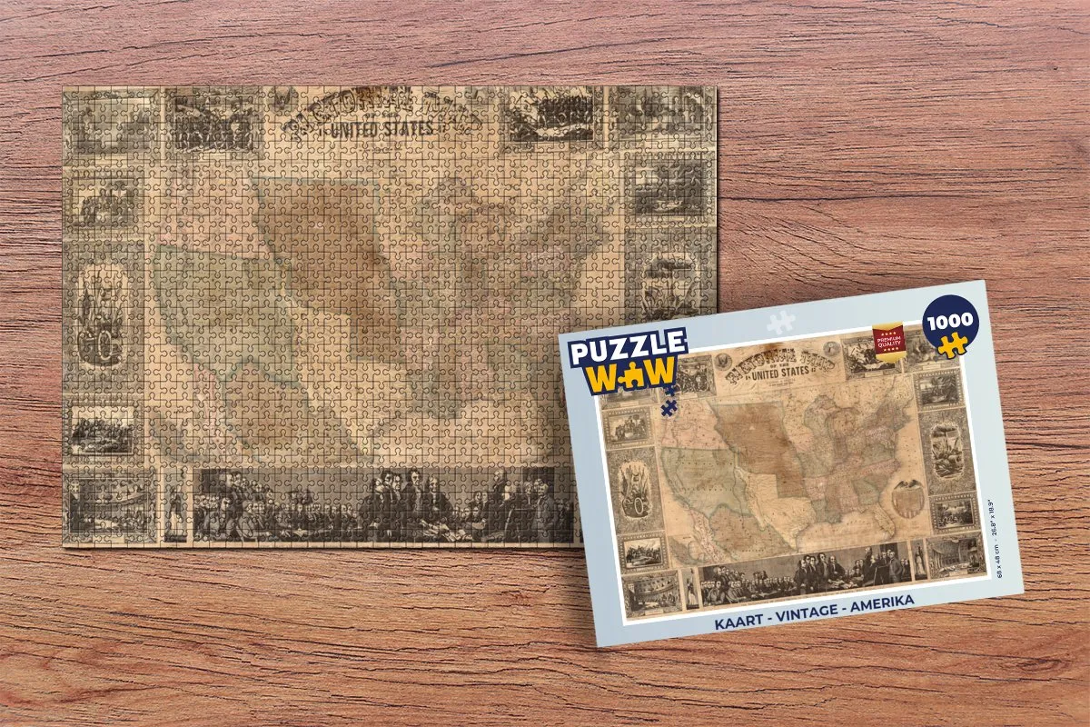 PuzzleWow Vintage Amerika Legpuzzel 1000 Stuks - Multicolor