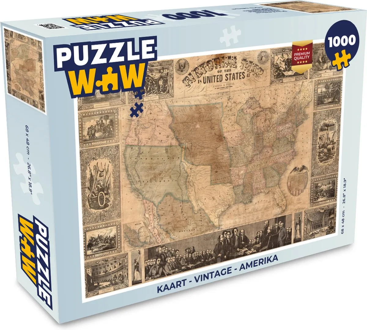 PuzzleWow Vintage Amerika Legpuzzel 1000 Stuks - Multicolor