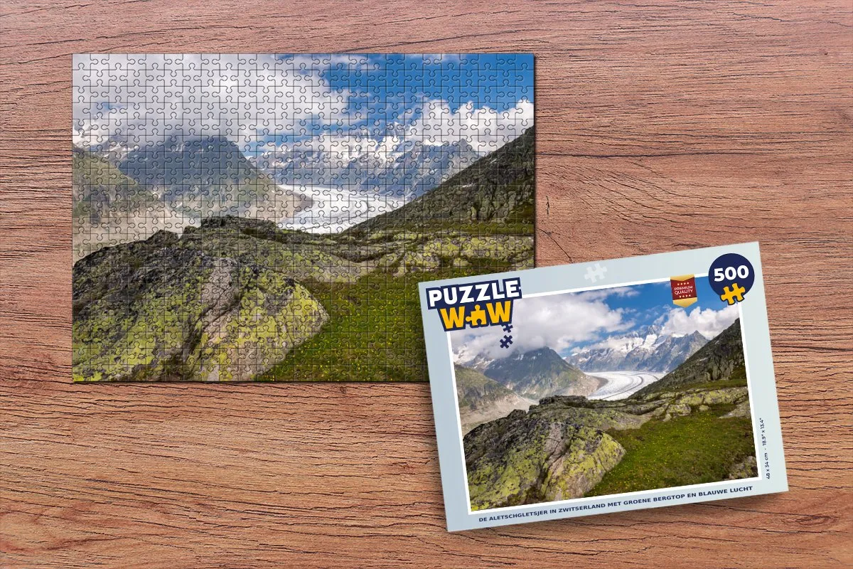 PuzzleWow Legpuzzel De Aletschgletsjer Zwitserland 500 Stuks - Multicolor