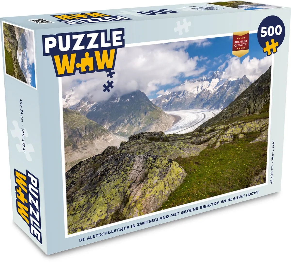 PuzzleWow Legpuzzel De Aletschgletsjer Zwitserland 500 Stuks - Multicolor