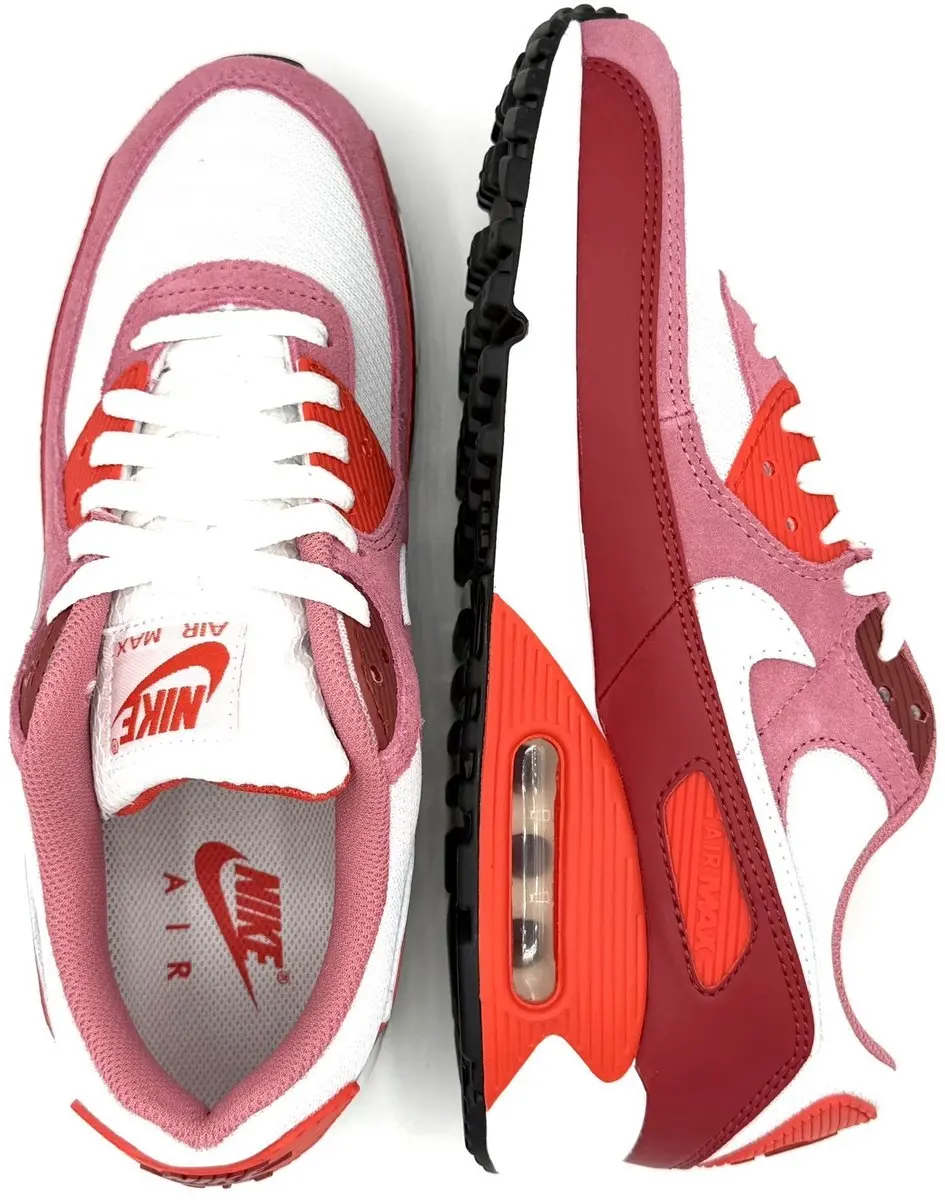 Nike Air Max 90 Sneakers - Heren 46 - Wit/Rood/Roz - afbeelding 2 van 6