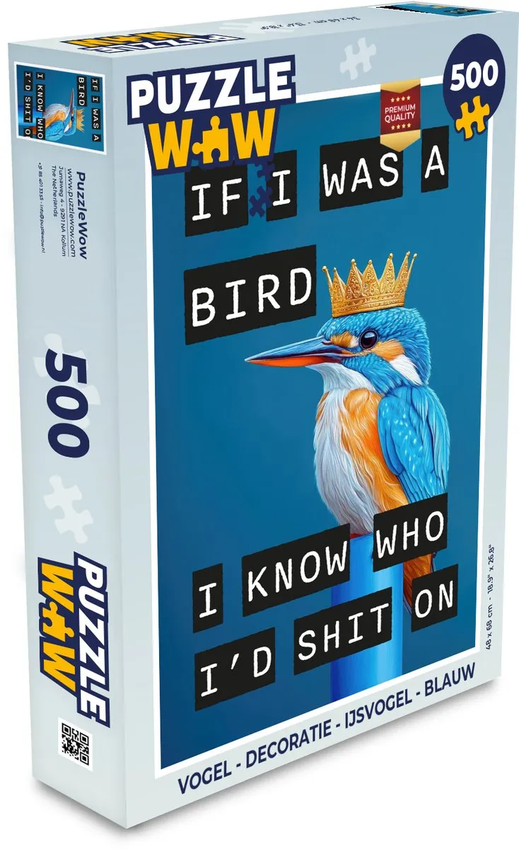 PuzzleWow IJsvogel Legpuzzel 500 Stuks - Blauw