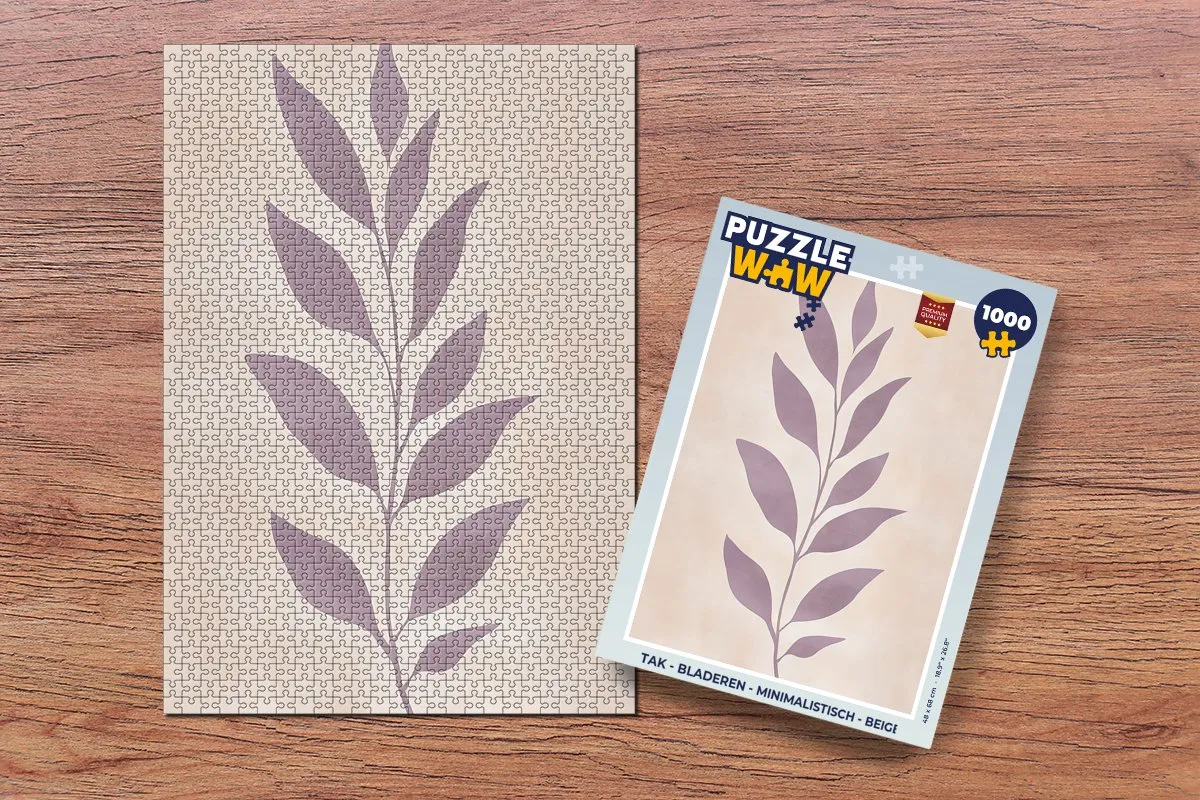 PuzzleWow Tak Bladeren Legpuzzel 1000 Stuks - Minimalistisch Beige